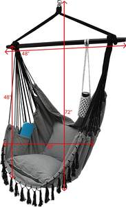 Hamac bohème en macramé chaise suspendue avec porte-gobelet <span class=keywords><strong>toile</strong></span> et tissu en coton <span class=keywords><strong>pour</strong></span> la détente en plein air-<span class=keywords><strong>pour</strong></span> le camping - Product Image 6