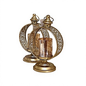 Vintage Iron <b>Hurricane</b> <b>Candle</b> Holder with Glass Lantern Ornate Metal <b>Candle</b> Jar for Wedding Party Table Decor - Product Image 2