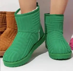 Botas gruesas de plataforma de algodón para mujer, zapatos elásticos sin cordones, botines de rizo para otoño e invierno, 2022