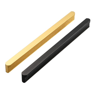 มือจับตู้อลูมิเนียมอัลลอยด์สีดำทอง ดีไซน์มินิมอล สำหรับตู้เสื้อผ้า ลิ้นชัก ประตู ฮาร์ดแวร์ ตกแต่งพื้นผิว ทนทาน - Product Image 2