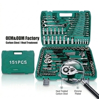 Vente en gros d'usine OEM/ODM : Kits d'outils 151 pièces, Jeu de clés à cliquet 24T, Kit d'outils à main pour réparation automobile avec mallette de rangement