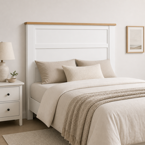 Tête de lit Prepac Rustic Ridge Farmhouse King (norme américaine) en bois blanc lavé, assemblage facile, tête de lit en chêne peint en blanc - Product Image 2
