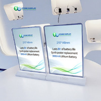 Support de menu LED double face format A4, présentoir de table/comptoir, utilisation intérieure/extérieure, cadre blanc, IP20, garantie de 2 ans