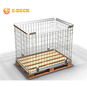 Cage en fil métallique pliable et empilable sur mesure pour entrepôt, avec palettes en bois - Product Image 3