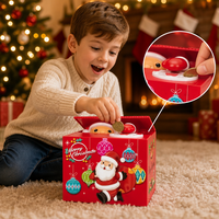 Tirelire électrique de Noël amusante en forme de Père Noël volant, pour enfants, en PVC, avec musique joyeuse, idéale pour les chaussettes de Noël