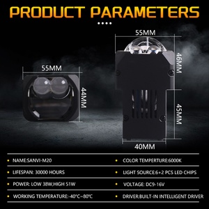 Sanvi, Nuevo Proyector LED M20 de Doble Lente de 1.6 Pulgadas, 51W/unidad, 6000K, Luz Súper Brillante para Iluminación de Automóviles, 12V - Product Image 6
