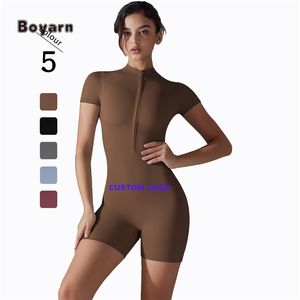 Boyarn Women's Sleeveless V-Neck <b>Bodysuit</b> Stylish Yoga Jumpsuit for Exercise <b>Slim</b> Fit Front Zip Romper Sports Jumpsuits - Product Image 1