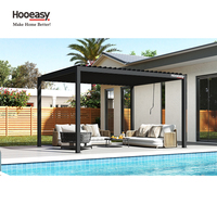 Pergola Hooeasy pour jardin extérieur, toit à lamelles réglables, structure en métal moderne