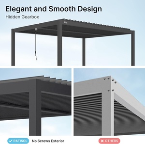 Pergola à lames orientables manuelle moderne 10'x13' en aluminium massif pour terrasse, jardin, plage, avec toit rigide réglable - Product Image 3