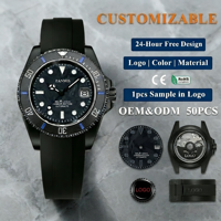 Montre de luxe en fibre de carbone noire pour homme, mouvement automatique, bracelet en silicone, étanche, style plongée, montres-bracelets OEM