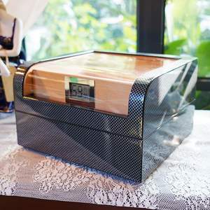 Caja de puros de cuero de cedro de madera maciza portátil pequeño moderno de lujo al por mayor acabado de laca humidificador para viajes (100 - Product Image 3