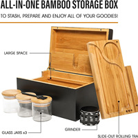 Approvisionnement direct transfrontalier : Ensemble de broyeur à tabac de style minimaliste américain, comprenant un broyeur en bois, un pot en verre et des accessoires en bambou