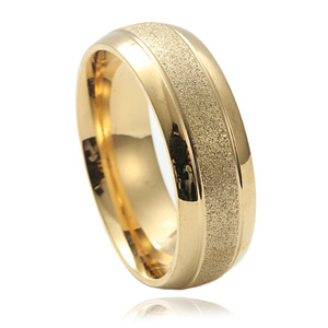 Frosted Gold Titanium Steel <b>Ring</b> Women's Fashion Jewelry Gift 23034 - Product Image 1