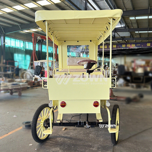 Voiture électrique de tourisme jaune crème avec auvent assorti pour visites de châteaux, mariages et photographie de paysages - Product Image 2
