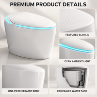 WC intelligent monobloc haut de gamme avec couvercle automatique, bidet à eau chaude instantanée, siège chauffant, séchoir à air chaud, bouclier anti-éclaboussures et réservoir intégré