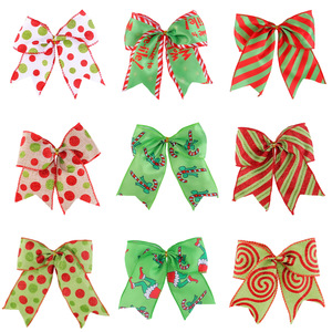 Christmas Printed Fabric Bow Ornament Xmas Tree Hanging Bow Wreath DIY Decorative <b>Ribbon</b> Bow Accessories - Product Image 4