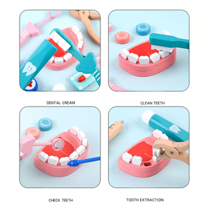 Bébé apprentissage précoce jeu de simulation de dentiste jouets en bois médecin médical seau jouet ensemble - Product Image 4