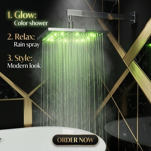 Cabezal de <span class=keywords><strong>Ducha</strong></span> LED Cuadrado de 30 cm (12 Pulgadas), con Cambio de Color, Luminoso, de Latón, Ultrafino, Tipo Lluvia, para Baño de Hotel o con Espejo - Product Image 1