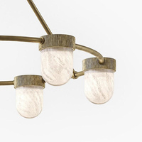 Design Moderne Espagne Laiton Albâtre Forme Ronde Suspension Naturelle Éclairage Maison Hôtel Salon 6 Lumières Lustre Marbre
