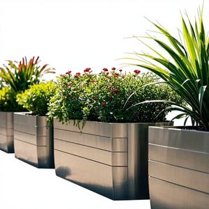 Pot de fleurs extra large en acier inoxydable traditionnel, écologique, avec revêtement en poudre, pour la maison, l'intérieur, l'extérieur, le jardin - Product Image 1