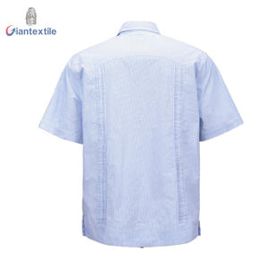 Camisa cubana de nuevo diseño para <span class=keywords><strong>hombre</strong></span>, camisa de <span class=keywords><strong>Guayabera</strong></span> azul bordada mexicana, camisa de manga corta para <span class=keywords><strong>hombre</strong></span> - Product Image 2