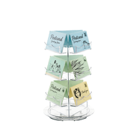 Présentoir rotatif transparent à 3 niveaux en acrylique pour cartes de visite, brochures, autocollants et cartes d'invitation