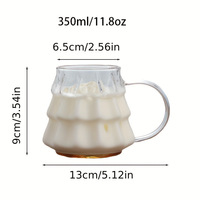 Tasse à café en verre borosilicate de 350 ml, design moderne et minimaliste, avec poignée transparente, écologique, pour Noël