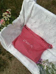 Large Capacity Lattice Striped <b>Tote</b> <b>Bag</b> Lattice Geometric Striped Cotton Floral Shopping <b>Bag</b> Shoulder <b>Bag</b> - Product Image 4