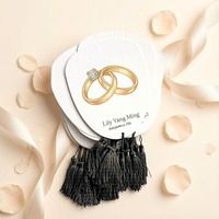 Invitation personnalisée en éventail rond en papier blanc, carton, impression aquarelle avec pompon en soie pour les cadeaux de fête nuptiale