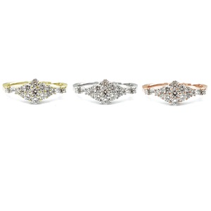Meilleure fabrication simplement haut de gamme 14k or rose massif diamant naturel petite grappe bague à mi-chemin pour dame - Product Image 4