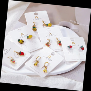 Pendientes de Moda con Forma de Comida en Acero Inoxidable, Coloridos, para Cartílago, Estilo Europeo - Product Image 2