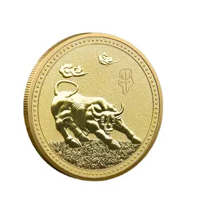 Nuevo 2021 Año del Buey Moneda conmemorativa 1oz Chapado en oro Plata Año Nuevo Lunar australiano Moneda Tauro