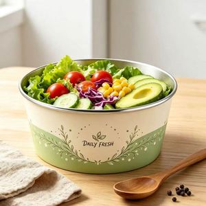 Vente en gros de bols en papier personnalisés avec logo, bord métallique, jetables, pour salade de fruits, emballage alimentaire à emporter - Product Image 4