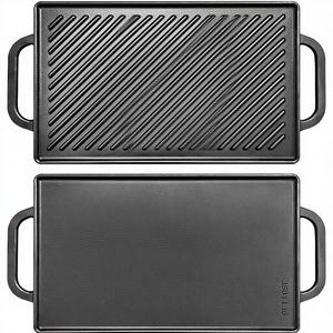 Cast Iron Reversible Double Sided <strong>Grill</strong> Griddle 3 Inches <strong>Thick</strong> for Gas <strong>Grills</strong> Stove Tops 13x8.25 Rectangular Ribbed <strong>Pan</strong> - Product Image 3