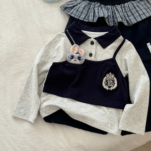 Cute Korean Style Bunny Police Outfit For Children Spring 2026 Two Piece Set Cartoon Pants With Label - Product Image 3