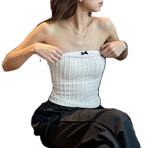 Camisola Corta Sexy para Mujer, con Lazo, Color Puro, Transpirable, de Secado Rápido, Ajustada, para Usar por Debajo - Product Image 2