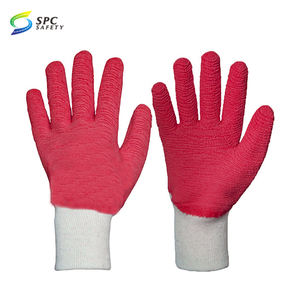 CheapJersey doublure tricoté poignet paume vert vague froissé finition main sécurité travail Latex entièrement trempé enduit froissé gants - Product Image 3