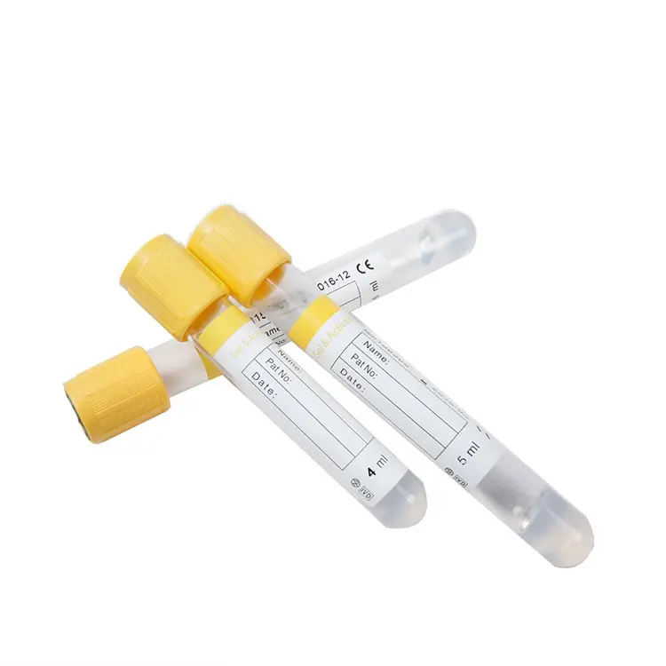 Tubo in gel di separazione del separatore di siero per la raccolta del sangue sottovuoto da 3ml 5ml con cappello giallo