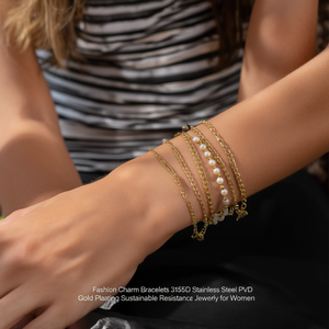 สร้อยข้อมือแฟชั่นสวยงาม ทำจากสแตนเลสสตีล 316L ชุบทอง PVD ทนทาน เป็นมิตรต่อสิ่งแวดล้อม สำหรับผู้หญิง - Product Image 3