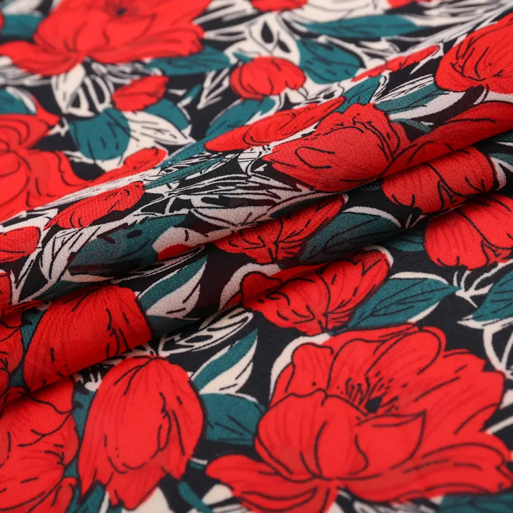 Benutzer definierte Digitaldrucke Muster 100% Polyester Großhandel 75D Crêpe Chiffon Stoff für Kleid Blues