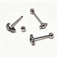 Barres d'oreilles en acier inoxydable en forme de crâne pour piercing hélix, tragus, industriel, nombril, langue – Bijoux de piercing pour femmes et hommes