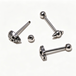 Barres d'oreilles en acier inoxydable en forme <span class=keywords><strong>de</strong></span> crâne pour <span class=keywords><strong>piercing</strong></span> hélix, tragus, industriel, nombril, <span class=keywords><strong>langue</strong></span> – Bijoux <span class=keywords><strong>de</strong></span> <span class=keywords><strong>piercing</strong></span> pour femmes et hommes - Product Image 3