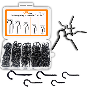 UIYICIL 125 pièces/boîte Kit de crochets à visser assortis multi-tailles en métal pour suspendre plantes, guirlandes lumineuses et rangement de cuisine - Product Image 1