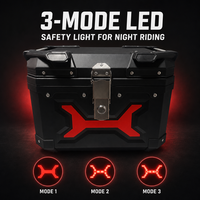 Boîte à bagages arrière pour moto 45L en PP, haute résistance aux chocs, étanche, avec LED, serrure à clé, logo personnalisé, vente en gros