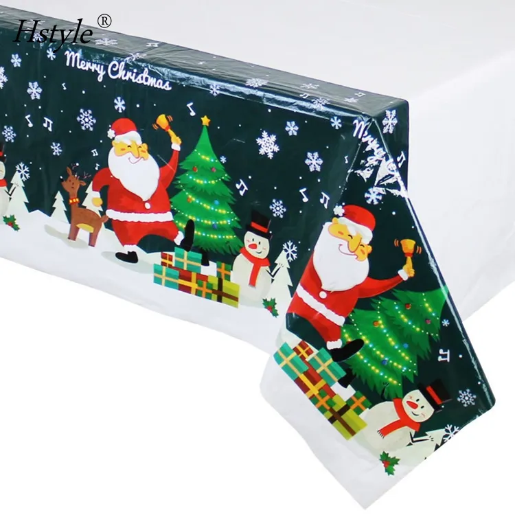 Christmas Plastic Tablecloth Rectangular Disposable Table Cover Perfect for Holiday Buffet Banquet Xmas Party Decoration HS1239