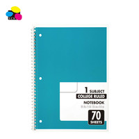 Cahiers à spirales lignés pour l'université, 10,5 x 7,5 pouces, lot de 6, couverture personnalisée avec logo imprimé CMYK, couleurs assorties, 70 pages