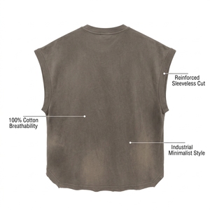 Camiseta Corta sin Mangas Personalizada 100% Algodón Grueso con Gráfico de Ángel Vintage, Estampado en Serigrafía, Estilo <span class=keywords><strong>Grunge</strong></span> Urbano con Tachuelas - Product Image 2