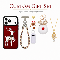 Ensemble cadeau de Noël personnalisé en gros : Étui de téléphone renne, bracelet de montre, porte-clés en cuir, accessoires de collier pour iPhone 17