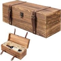Boîte Cadeau en Bois pour Vin et Whisky, avec Fermeture à Loquet, Sangles en Cuir, Multifonctionnelle et Portable, Idéale pour Noël, Mariages et Bière
