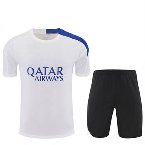 Tenue d'entraînement de football d'été imprimée à manches courtes, maillot 25/26 Paris en polyester/nylon à séchage rapide, col rond, unisexe - Product Image 1